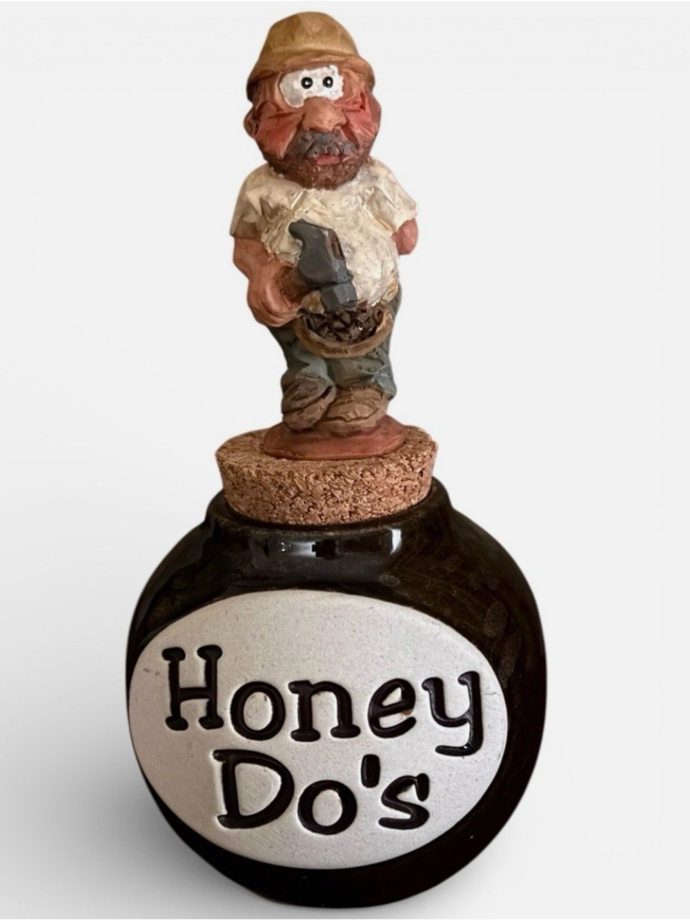 Vintage Funny Money What A Concept Jar Figurine Honey Do’s Bank W/ Cork Lid